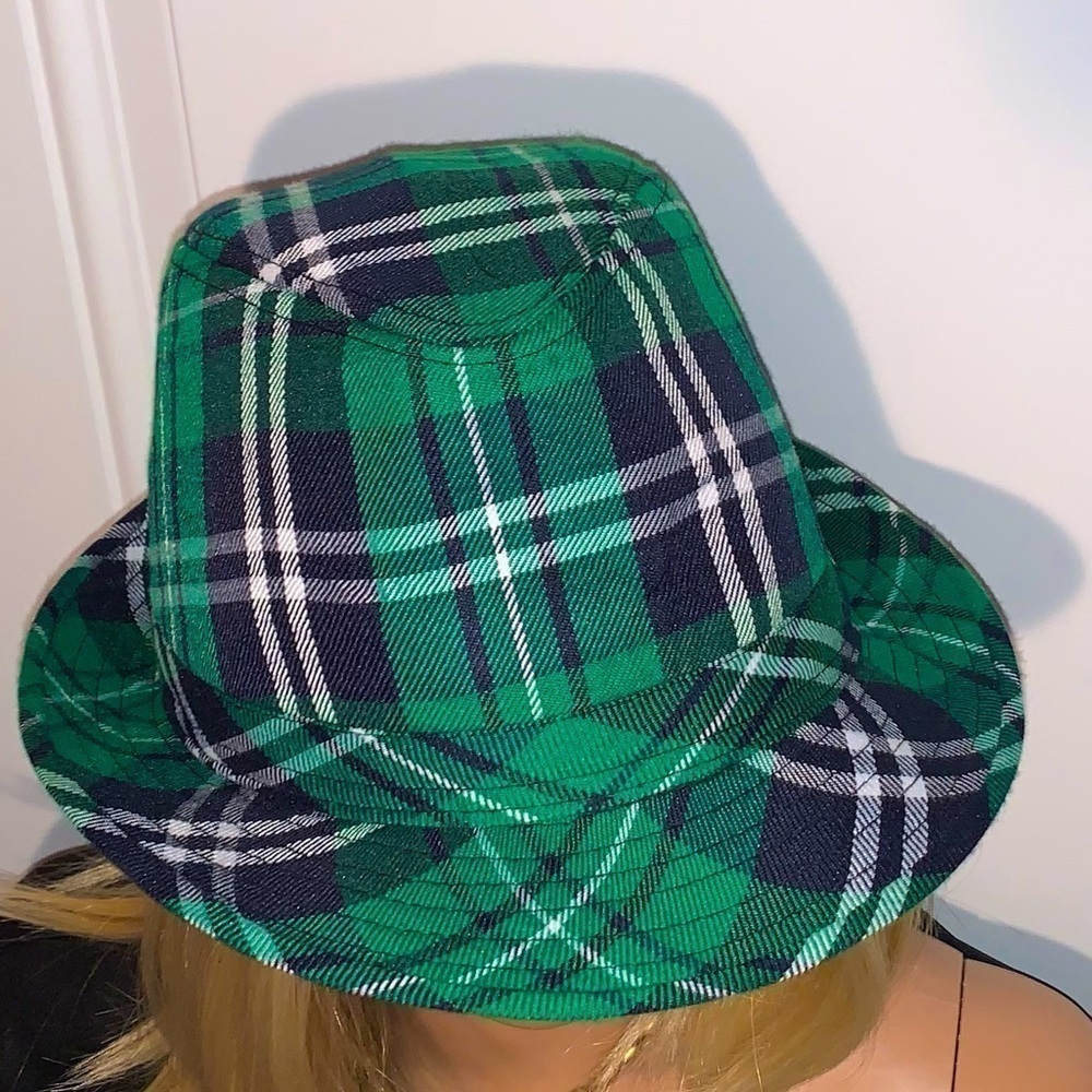 Green, Blue and White Women’s Plaid Fedora new without tags
